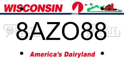 8AZO88 Wisconsin License Plate