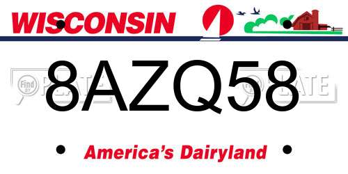 8AZQ58 Wisconsin License Plate