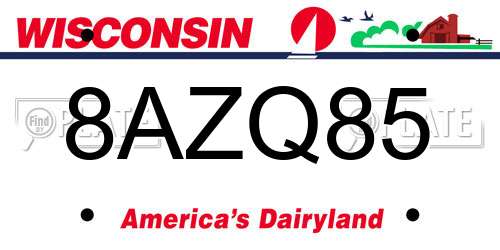 8AZQ85 Wisconsin License Plate