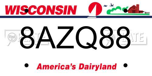 8AZQ88 Wisconsin License Plate