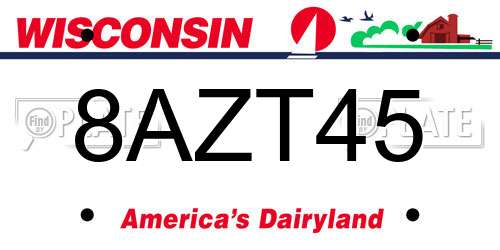 8AZT45 Wisconsin License Plate