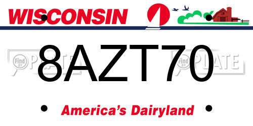 8AZT70 Wisconsin License Plate