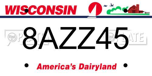 8AZZ45 Wisconsin License Plate
