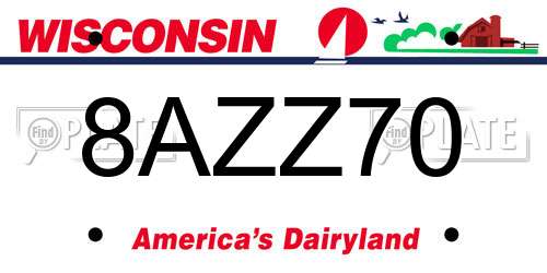 8AZZ70 Wisconsin License Plate