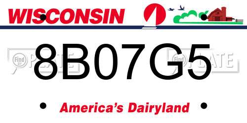 8B07G5 Wisconsin License Plate