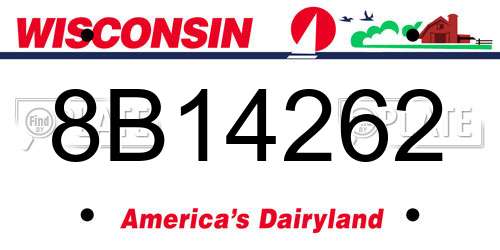 8B14262 Wisconsin License Plate