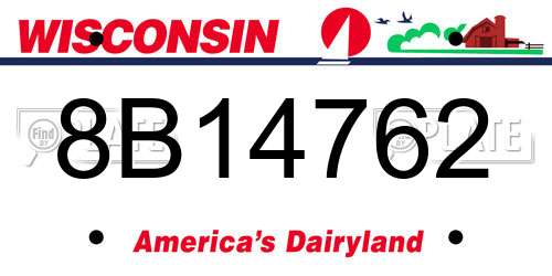 8B14762 Wisconsin License Plate
