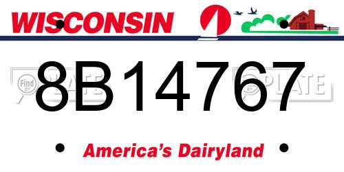 8B14767 Wisconsin License Plate