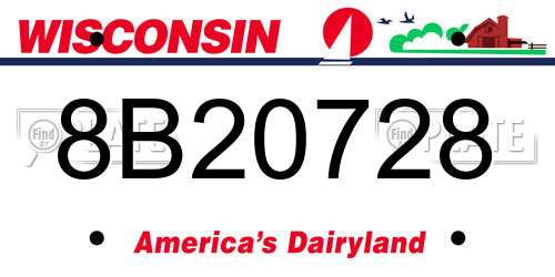 8B20728 Wisconsin License Plate