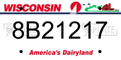 8B21217 Wisconsin License Plate