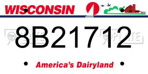 8B21712 Wisconsin License Plate
