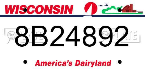 8B24892 Wisconsin License Plate