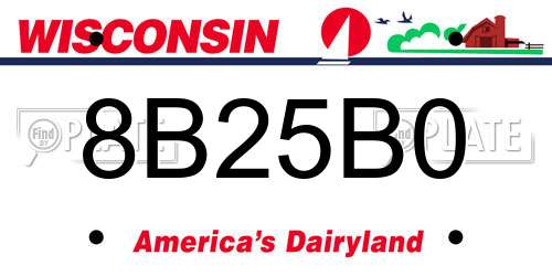 8B25B0 Wisconsin License Plate