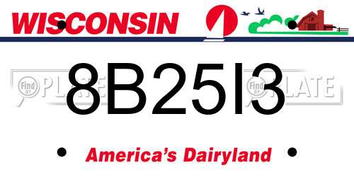 8B25I3 Wisconsin License Plate