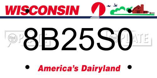 8B25S0 Wisconsin License Plate