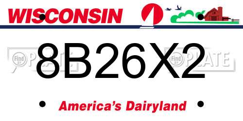 8B26X2 Wisconsin License Plate