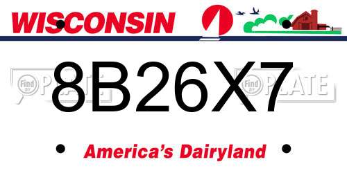 8B26X7 Wisconsin License Plate