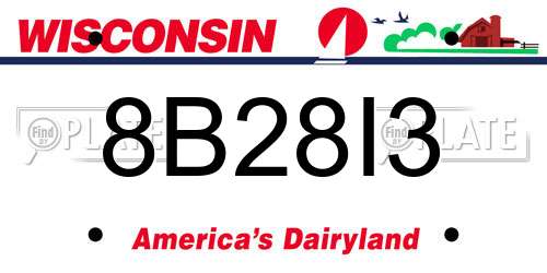 8B28I3 Wisconsin License Plate