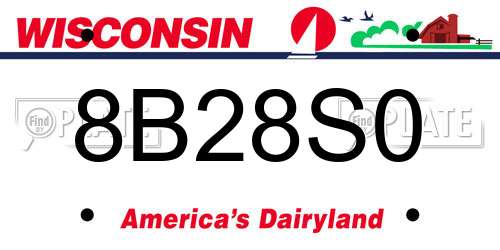 8B28S0 Wisconsin License Plate