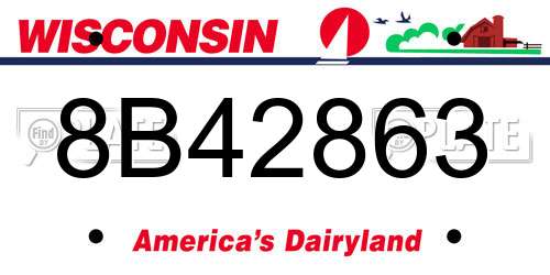 8B42863 Wisconsin License Plate