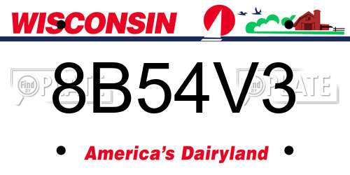 8B54V3 Wisconsin License Plate
