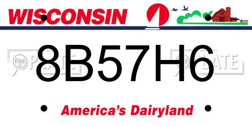 8B57H6 Wisconsin License Plate