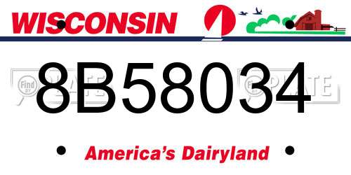 8B58034 Wisconsin License Plate