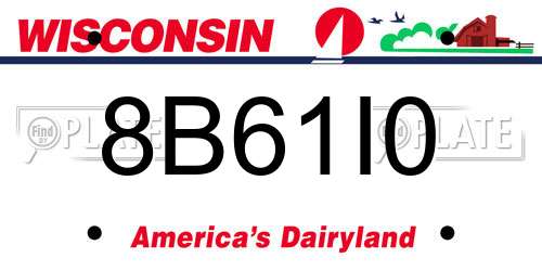 8B61I0 Wisconsin License Plate