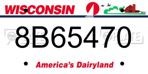 8B65470 Wisconsin License Plate