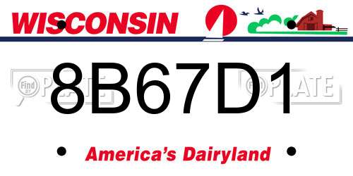 8B67D1 Wisconsin License Plate