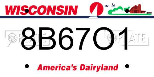 8B67O1 Wisconsin License Plate