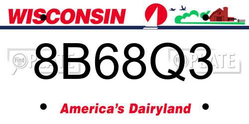 8B68Q3 Wisconsin License Plate