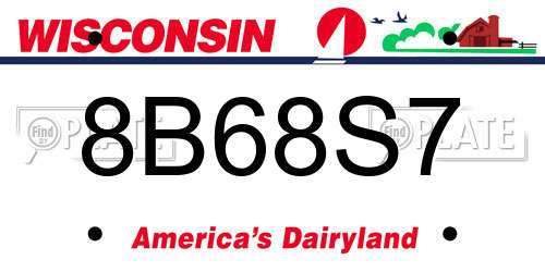 8B68S7 Wisconsin License Plate