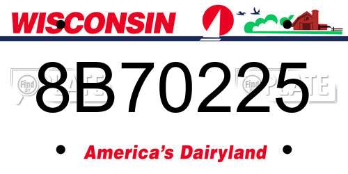 8B70225 Wisconsin License Plate
