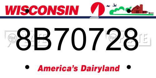 8B70728 Wisconsin License Plate