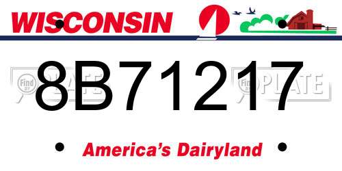 8B71217 Wisconsin License Plate