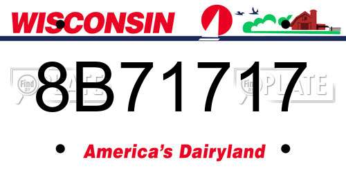 8B71717 Wisconsin License Plate