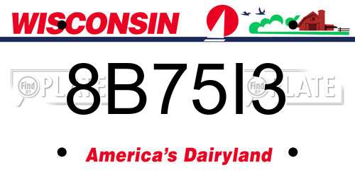8B75I3 Wisconsin License Plate