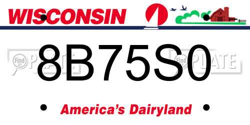 8B75S0 Wisconsin License Plate