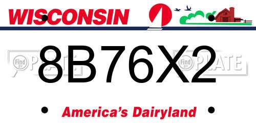 8B76X2 Wisconsin License Plate
