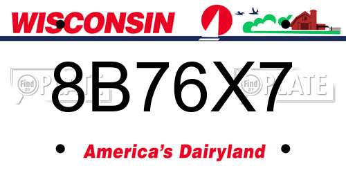 8B76X7 Wisconsin License Plate