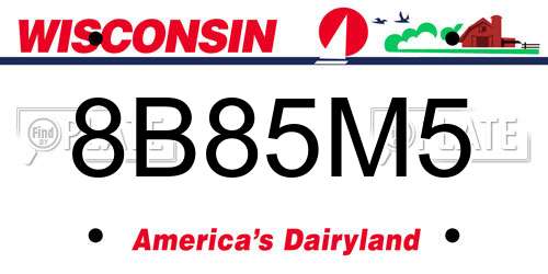 8B85M5 Wisconsin License Plate