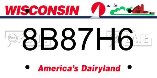8B87H6 Wisconsin License Plate