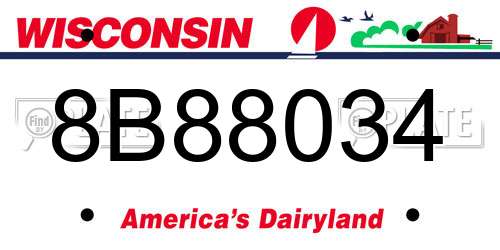 8B88034 Wisconsin License Plate