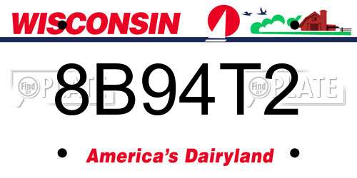 8B94T2 Wisconsin License Plate