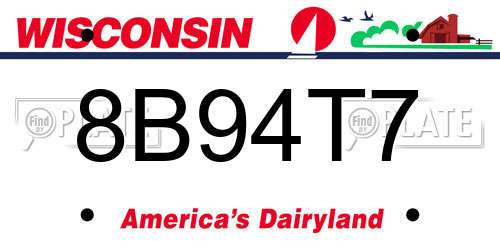 8B94T7 Wisconsin License Plate