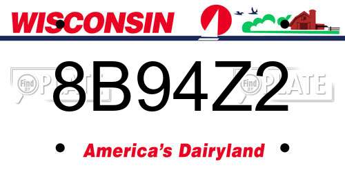 8B94Z2 Wisconsin License Plate