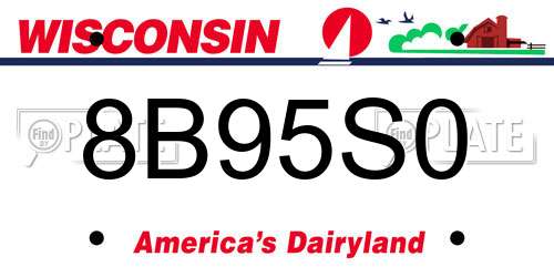 8B95S0 Wisconsin License Plate