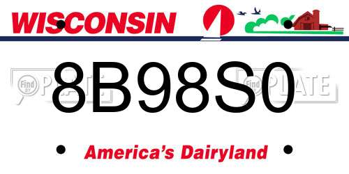 8B98S0 Wisconsin License Plate