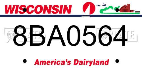 8BA0564 Wisconsin License Plate